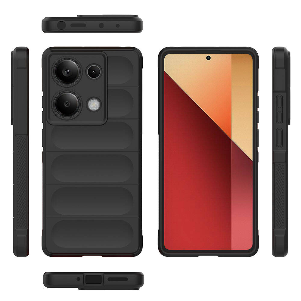 Redmi Note 13 Pro 4G Kılıf Esnek TPU Oyuklu Arka Yüzey Tasarımlı Zore Etnik Silikon Kapak Siyah