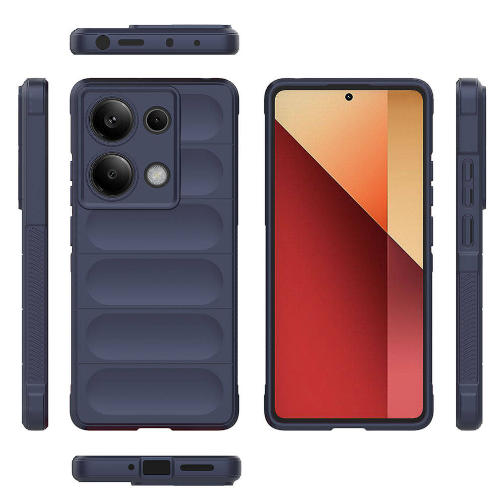 Redmi Note 13 Pro 4G Kılıf Esnek TPU Oyuklu Arka Yüzey Tasarımlı Zore Etnik Silikon Kapak Lacivert