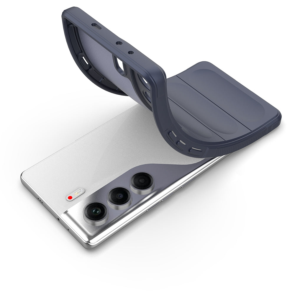 Tecno Camon 40 Pro Kılıf Esnek TPU Oyuklu Arka Yüzey Tasarımlı Zore Etnik Silikon Kapak Lacivert