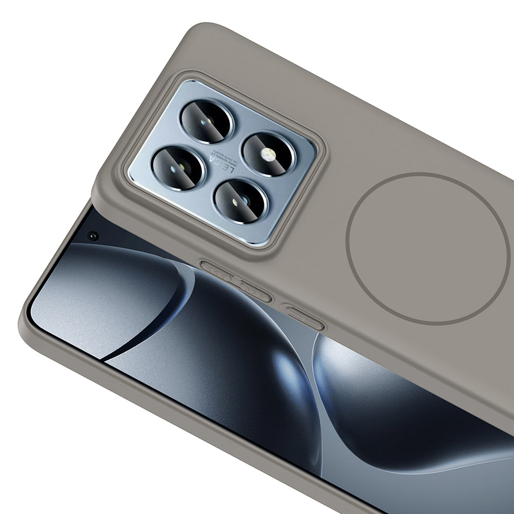 Xiaomi 14T Pro Kılıf M-safe Şarj Özellikli Zore Ruby Sert Kapak Gri