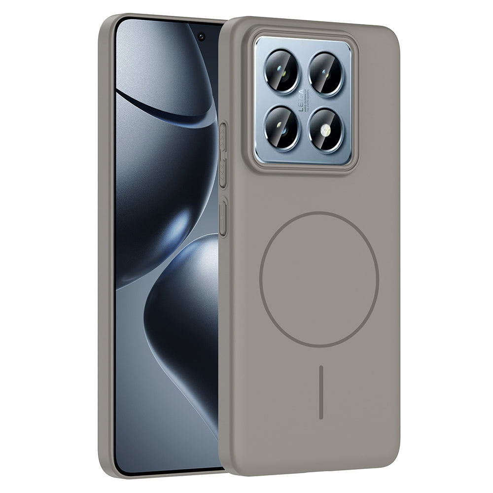 Xiaomi 14T Pro Kılıf M-safe Şarj Özellikli Zore Ruby Sert Kapak Gri