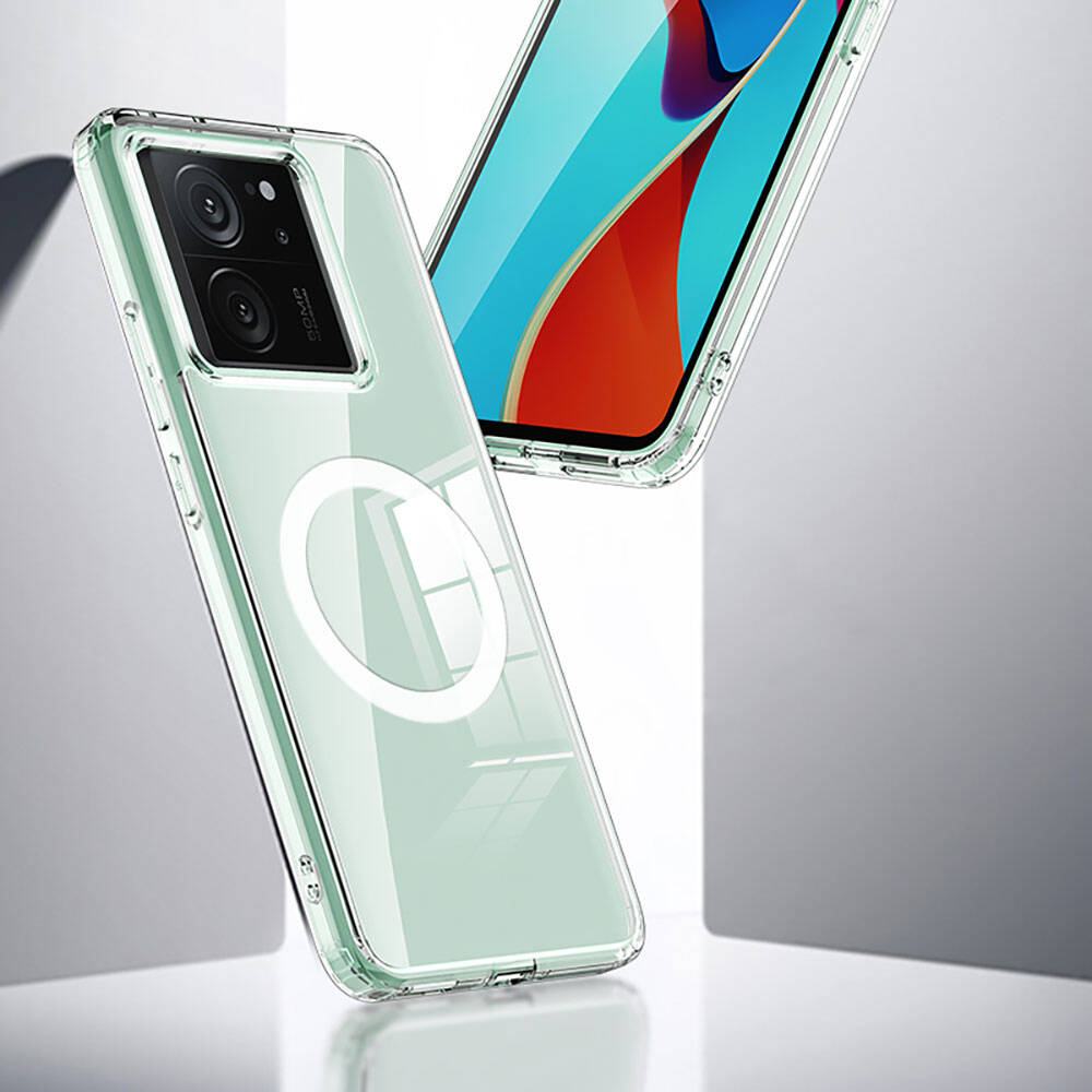 Xiaomi Mi 13T Pro Kılıf Sert PC Arka Yüzey Wireless Şarj Özellikli Zore Flet M-safe Kapak Renksiz