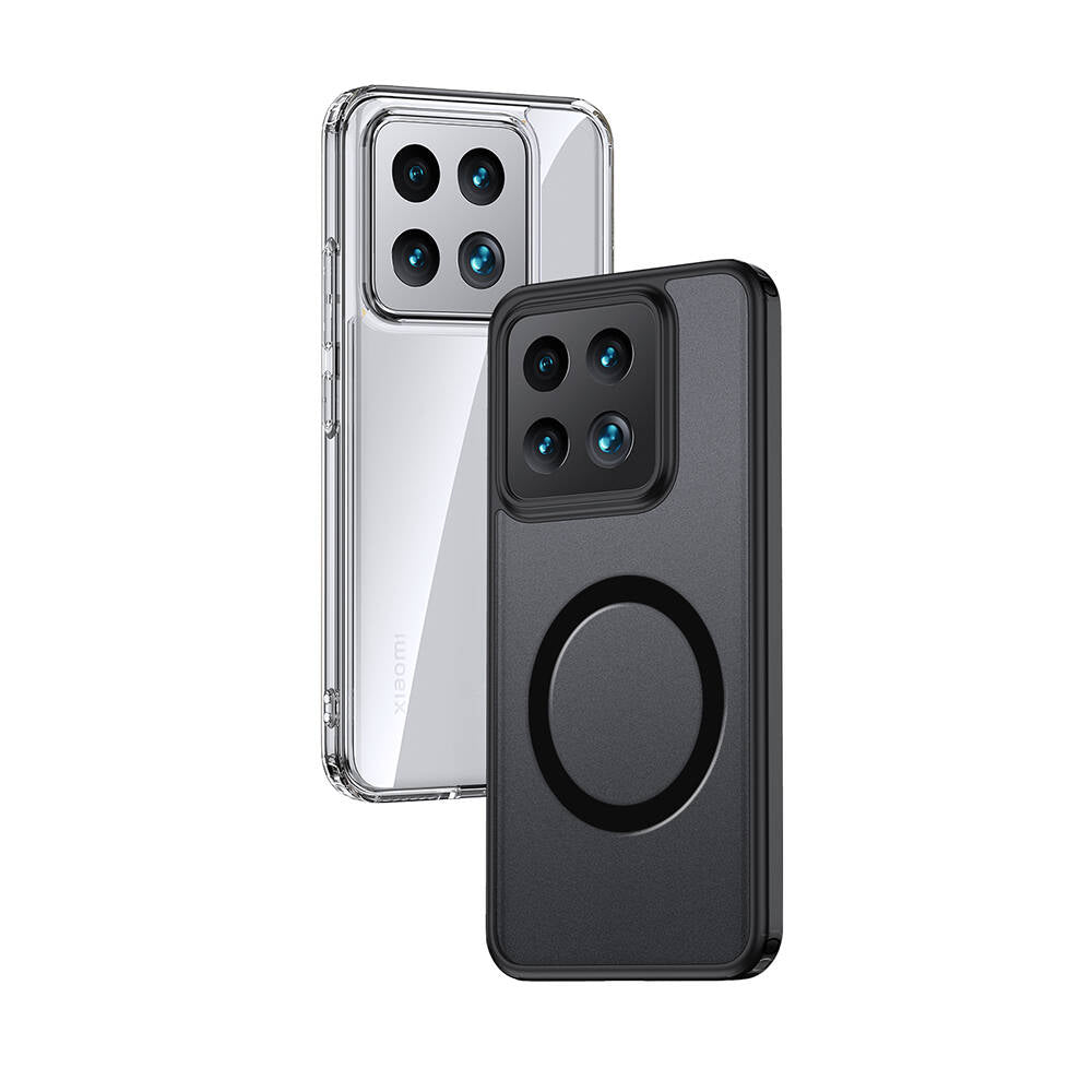 Xiaomi Mi 14 Kılıf Sert PC Arka Yüzey Wireless Şarj Özellikli Zore Flet M-safe Kapak Siyah