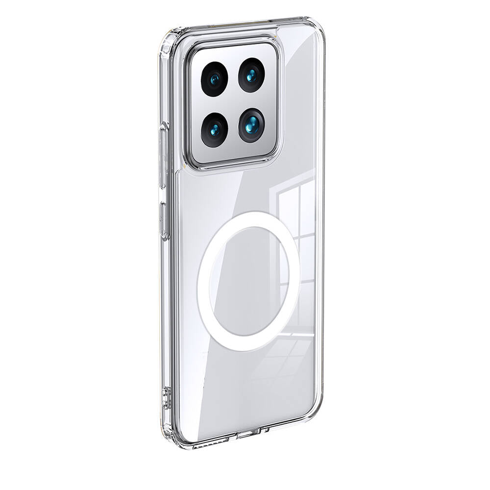 Xiaomi Mi 14 Kılıf Sert PC Arka Yüzey Wireless Şarj Özellikli Zore Flet M-safe Kapak Renksiz