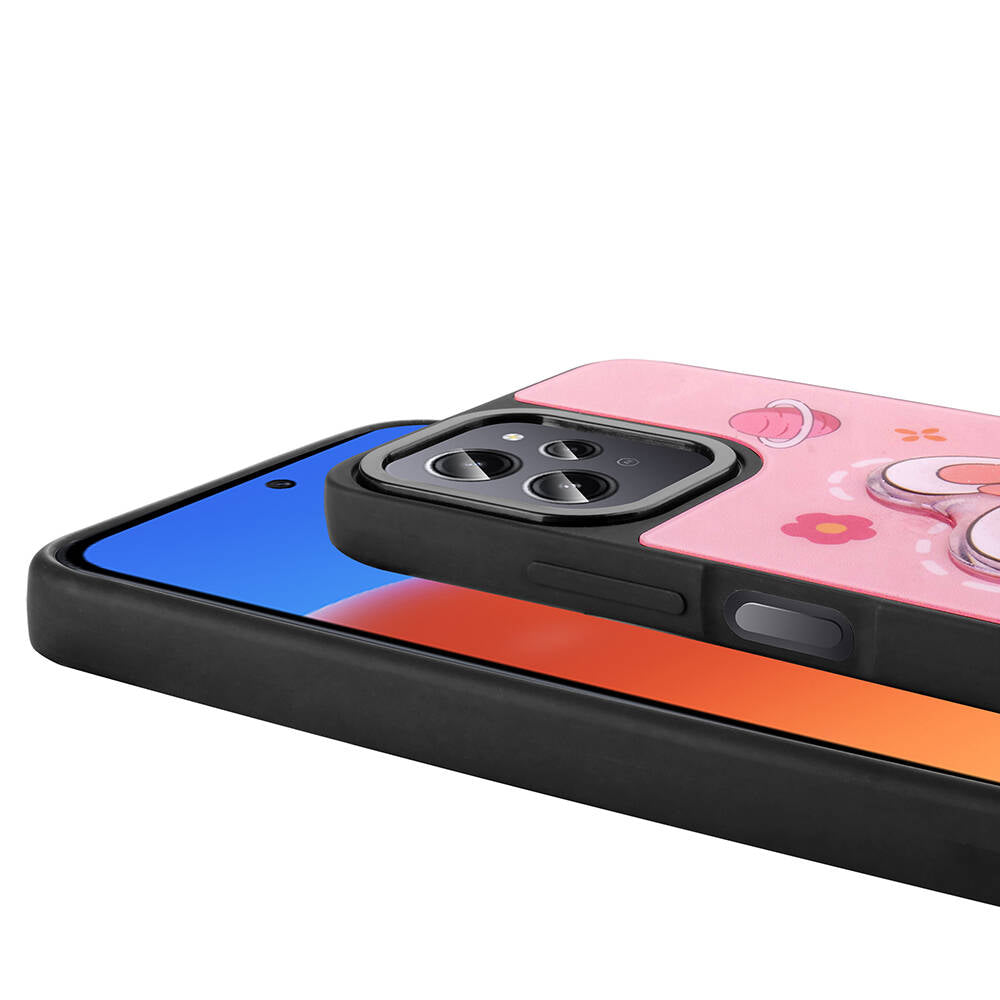 Xiaomi Redmi 12 4G Kılıf Parlayan Kabartmalı İkonik Figürlü Zore Amas Silikon Kapak Mor