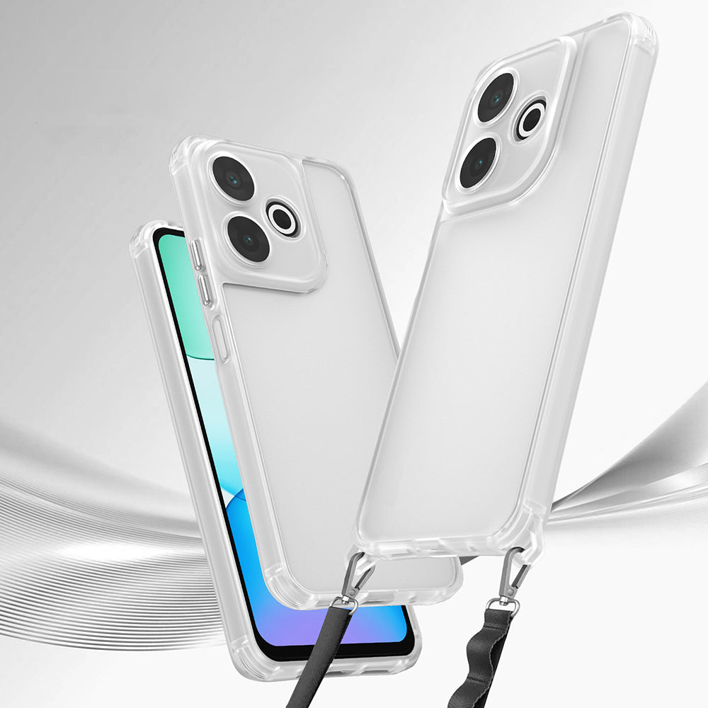 Xiaomi Redmi 13 4G Kılıf Airbagli Takılabilir Askı Aparatlı Zore Snap Silikon Kapak Şeffaf