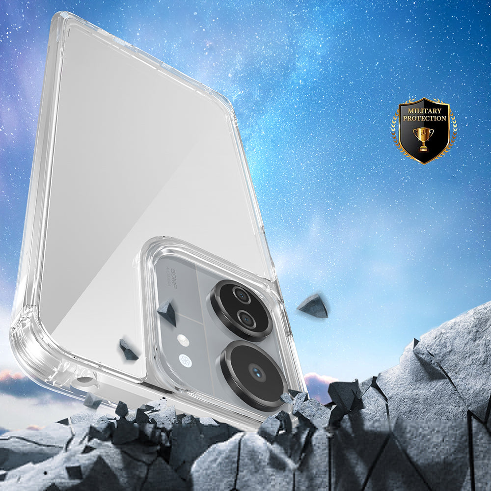 Xiaomi Redmi 13C Kılıf Airbagli Takılabilir Askı Aparatlı Zore Snap Silikon Kapak Şeffaf