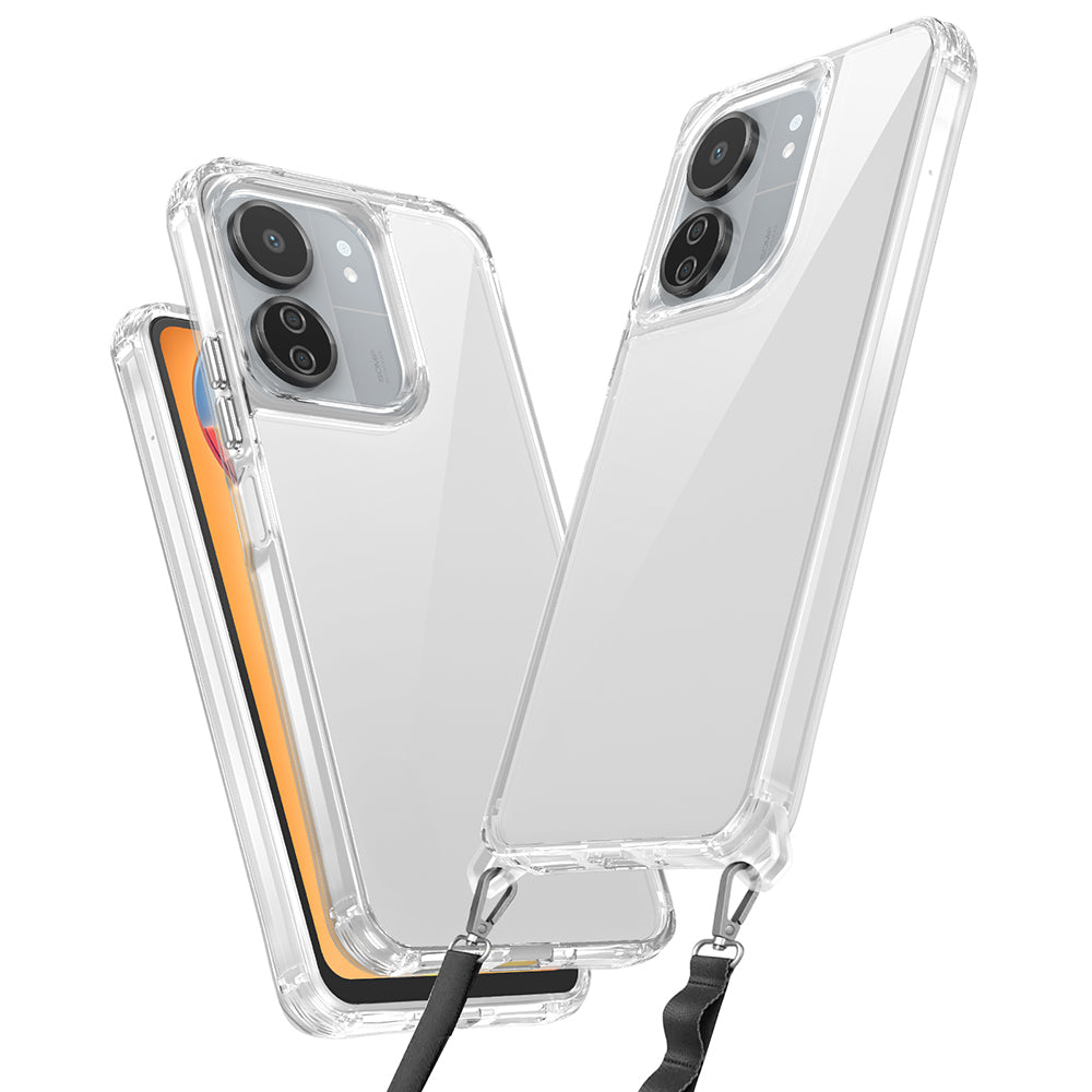 Xiaomi Redmi 13C Kılıf Airbagli Takılabilir Askı Aparatlı Zore Snap Silikon Kapak Şeffaf