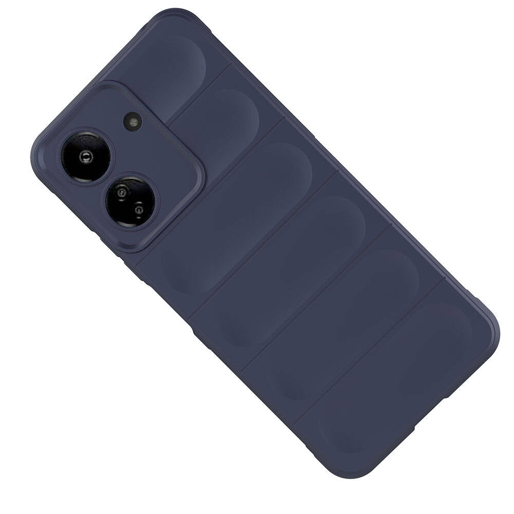 Xiaomi Redmi 13C Kılıf Esnek TPU Oyuklu Arka Yüzey Tasarımlı Zore Etnik Silikon Kapak Lacivert