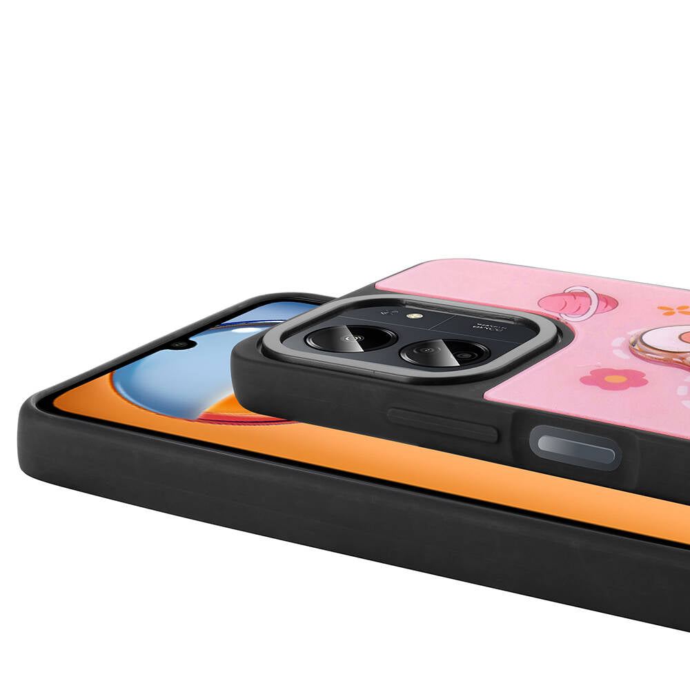 Xiaomi Redmi 13C Kılıf Parlayan Kabartmalı İkonik Figürlü Zore Amas Silikon Kapak Mor