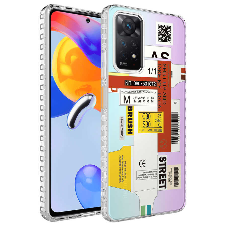 Xiaomi Redmi Note 11S Global Kılıf Airbag Kenarlı Renkli Desenli Silikon Zore Elegans Kapak