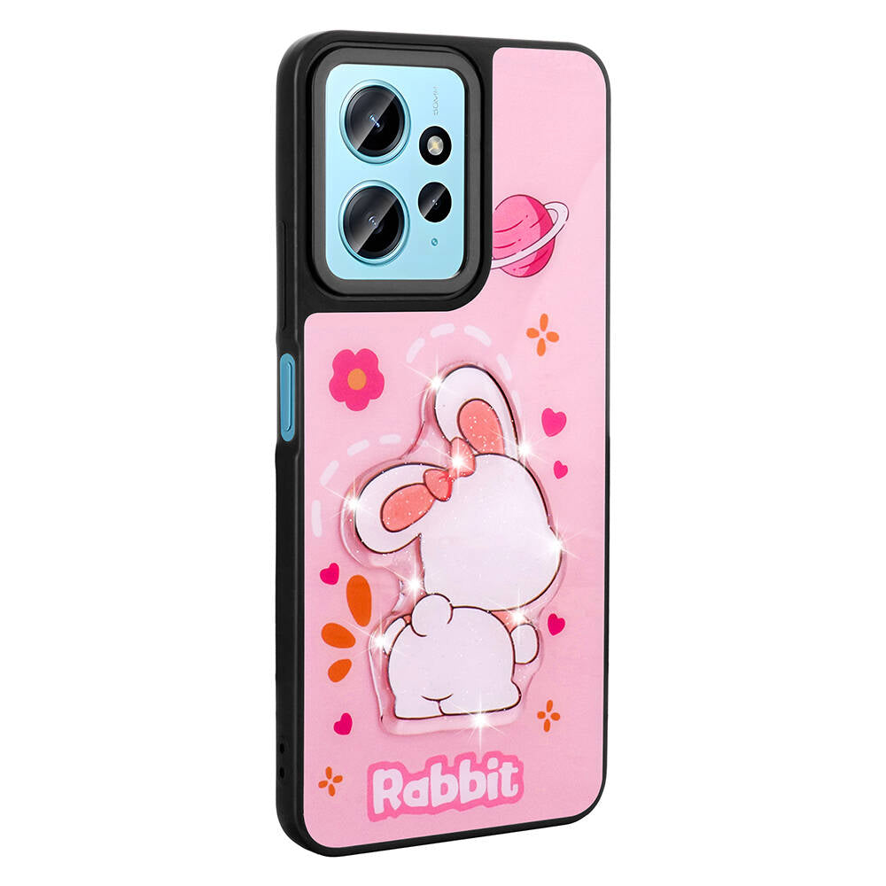 Xiaomi Redmi Note 12 4G Kılıf Parlayan Kabartmalı İkonik Figürlü Zore Amas Silikon Kapak Mor