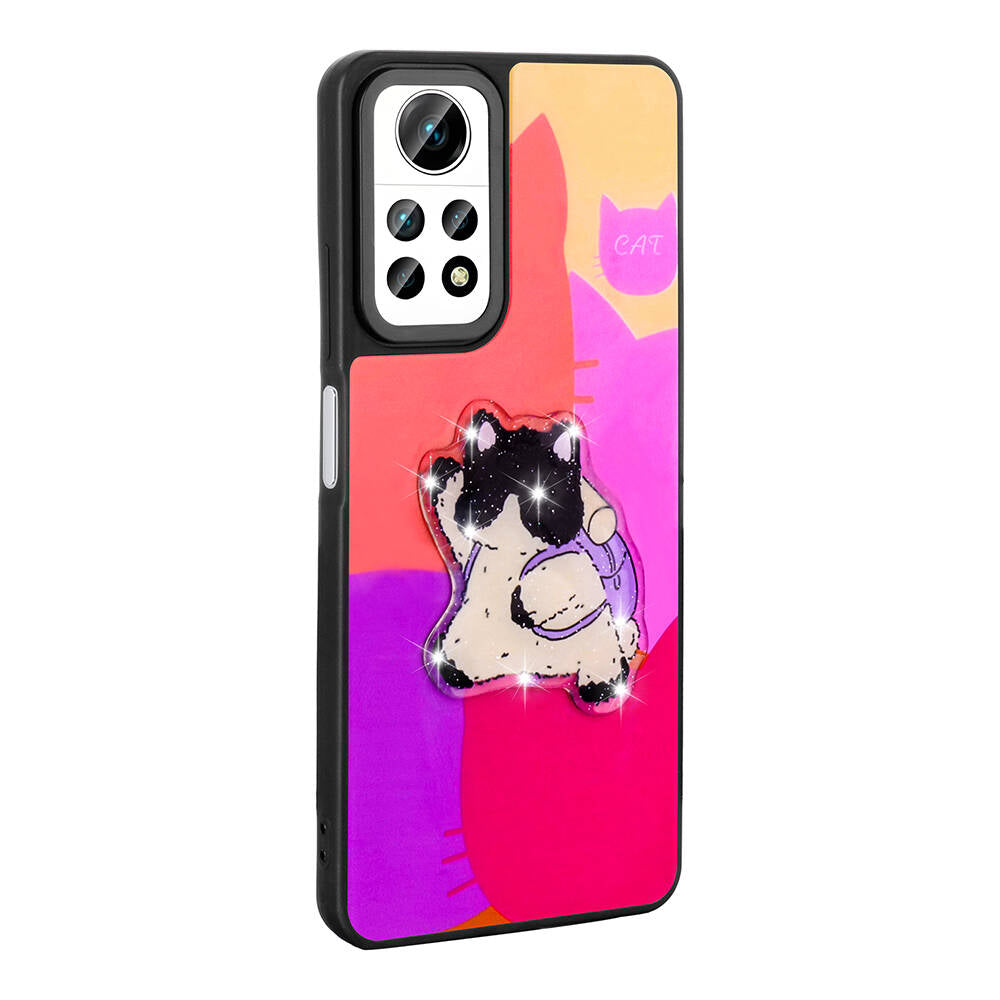 Xiaomi Redmi Note 12 Pro 4G Kılıf Parlayan Kabartmalı İkonik Figürlü Zore Amas Silikon Kapak Siyah