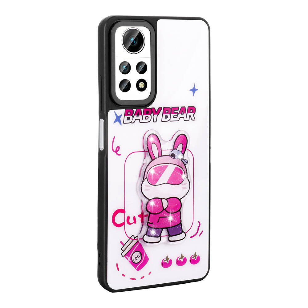 Xiaomi Redmi Note 12 Pro 4G Kılıf Parlayan Kabartmalı İkonik Figürlü Zore Amas Silikon Kapak Beyaz