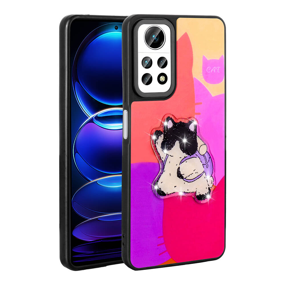 Xiaomi Redmi Note 12 Pro 4G Kılıf Parlayan Kabartmalı İkonik Figürlü Zore Amas Silikon Kapak Siyah