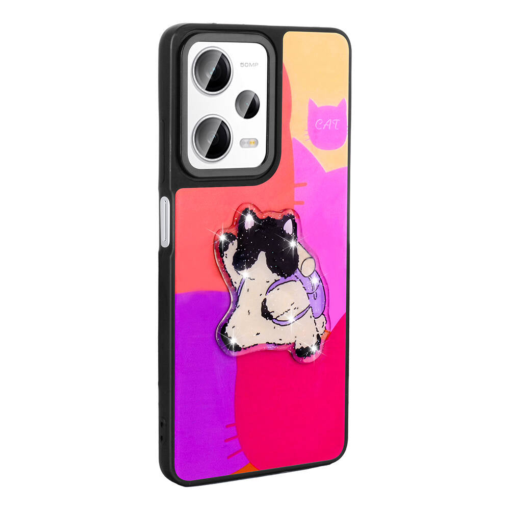 Xiaomi Redmi Note 12 Pro 5G Kılıf Parlayan Kabartmalı İkonik Figürlü Zore Amas Silikon Kapak Siyah