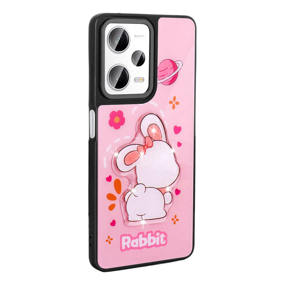 Xiaomi Redmi Note 12 Pro Plus 5G Kılıf Parlayan Kabartmalı İkonik Figürlü Zore Amas Silikon Kapak Beyaz