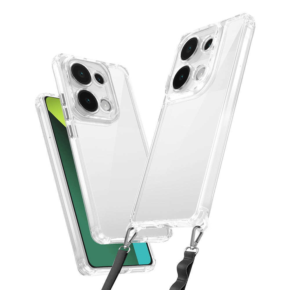 Xiaomi Redmi Note 13 Pro 4G Kılıf Airbagli Takılabilir Askı Aparatlı Zore Snap Silikon Kapak Şeffaf