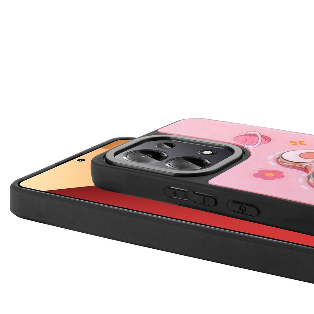 Xiaomi Redmi Note 13 Pro 4G Kılıf Parlayan Kabartmalı İkonik Figürlü Zore Amas Silikon Kapak Siyah