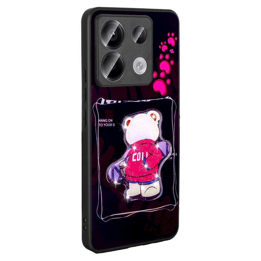 Xiaomi Redmi Note 13 Pro 5G Kılıf Parlayan Kabartmalı İkonik Figürlü Zore Amas Silikon Kapak Beyaz