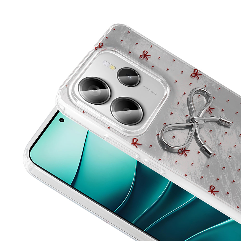 Xiaomi Redmi Note 14 Kılıf Kamera Korumalı Figürlü Zore Ponti Silikon Kapak Beyaz