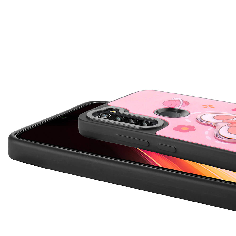 Xiaomi Redmi Note 8 Kılıf Parlayan Kabartmalı İkonik Figürlü Zore Amas Silikon Kapak Mor