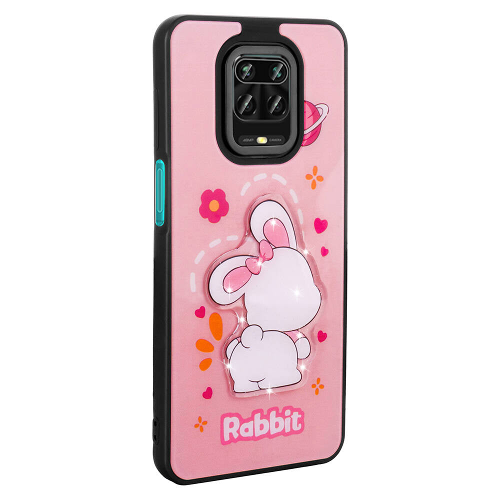 Xiaomi Redmi Note 9 Pro Kılıf Parlayan Kabartmalı İkonik Figürlü Zore Amas Silikon Kapak Beyaz