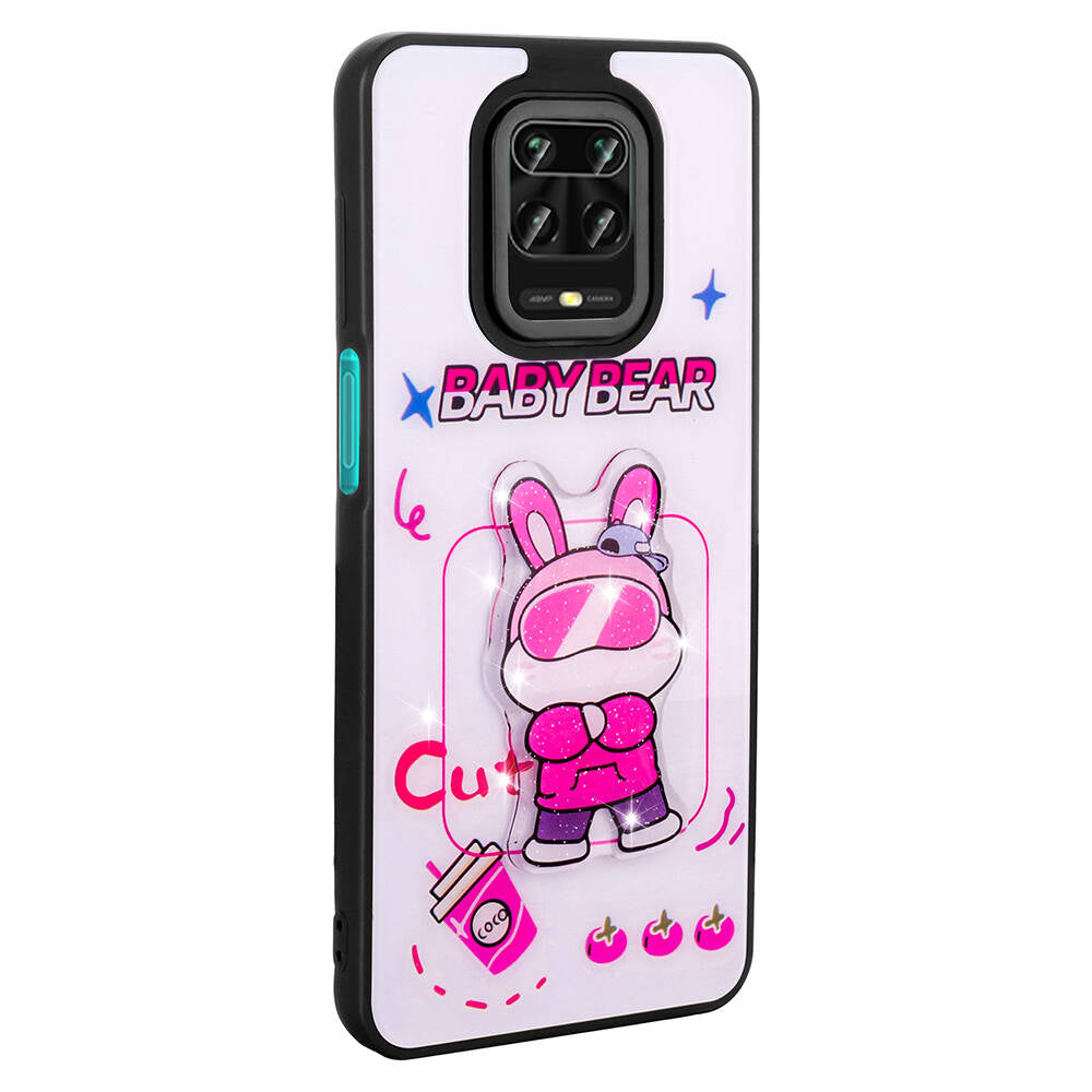 Xiaomi Redmi Note 9S Kılıf Parlayan Kabartmalı İkonik Figürlü Zore Amas Silikon Kapak Mor