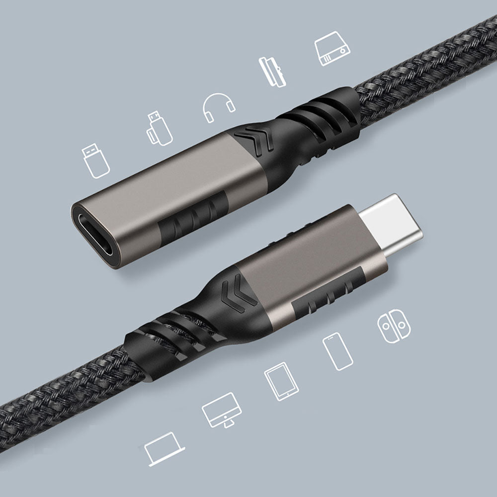 Zore Extension USB3.2 Type-C PD Uzatma Kablosu 100W 20Gbps 4K@60Hz 3 Metre Siyah