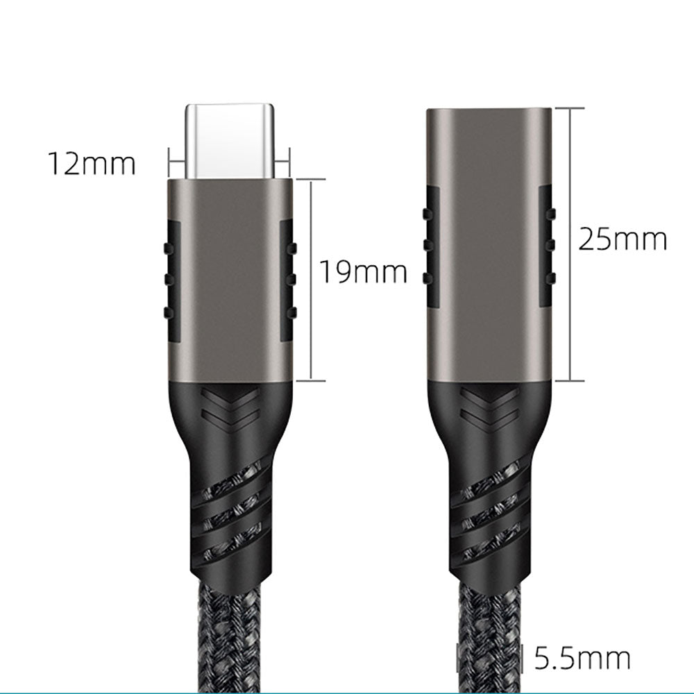 Zore Extension USB3.2 Type-C PD Uzatma Kablosu 100W 20Gbps 4K@60Hz 3 Metre Siyah