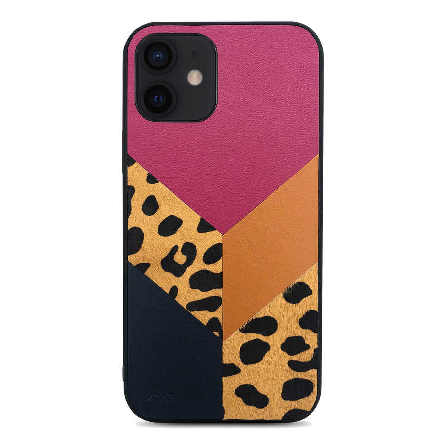 Apple%20iPhone%2012%20Kılıf%20Kajsa%20Glamorous%20Serisi%20Leopard%20Combo%20Kapak-Pembe