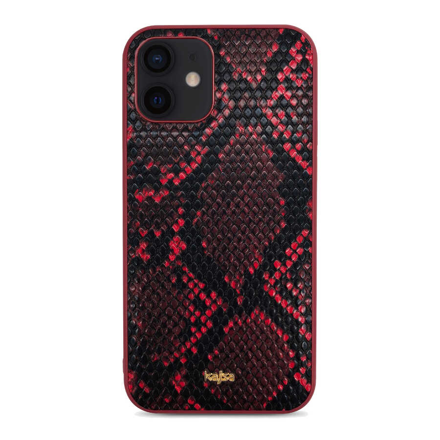 Apple%20iPhone%2012%20Kılıf%20Kajsa%20Glamorous%20Serisi%20Snake%20Pattern%20Kapak-Kırmızı