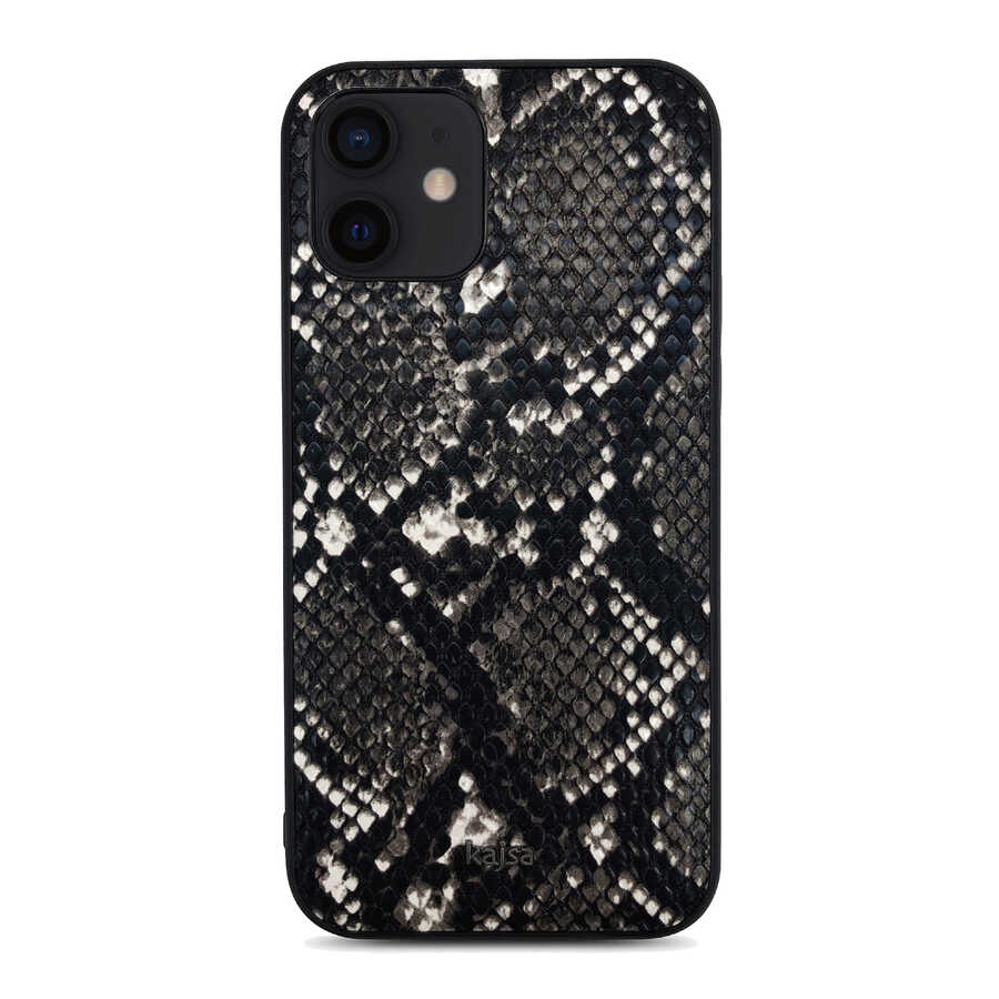 Apple%20iPhone%2012%20Kılıf%20Kajsa%20Glamorous%20Serisi%20Snake%20Pattern%20Kapak-Siyah