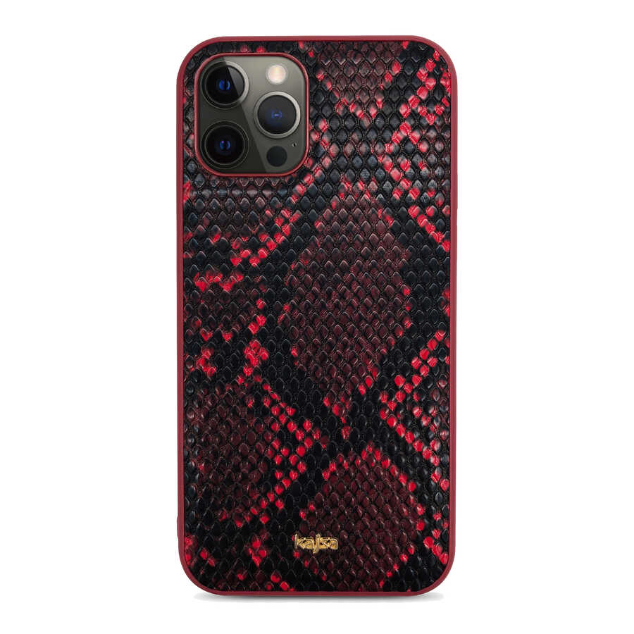 Apple%20iPhone%2012%20Pro%20Kılıf%20Kajsa%20Glamorous%20Serisi%20Snake%20Pattern%20Kapak-Kırmızı