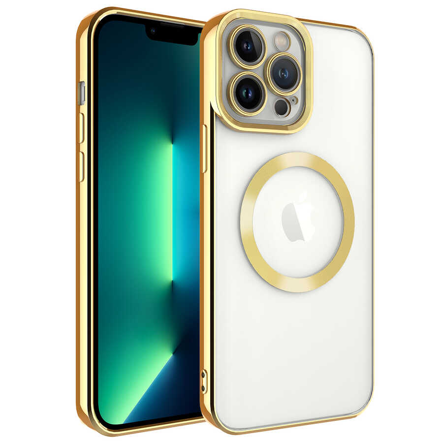 Apple%20iPhone%2013%20Pro%20Kılıf%20Magsafe%20Wireless%20Şarj%20Özellikli%20Zore%20Setro%20Silikon-Gold