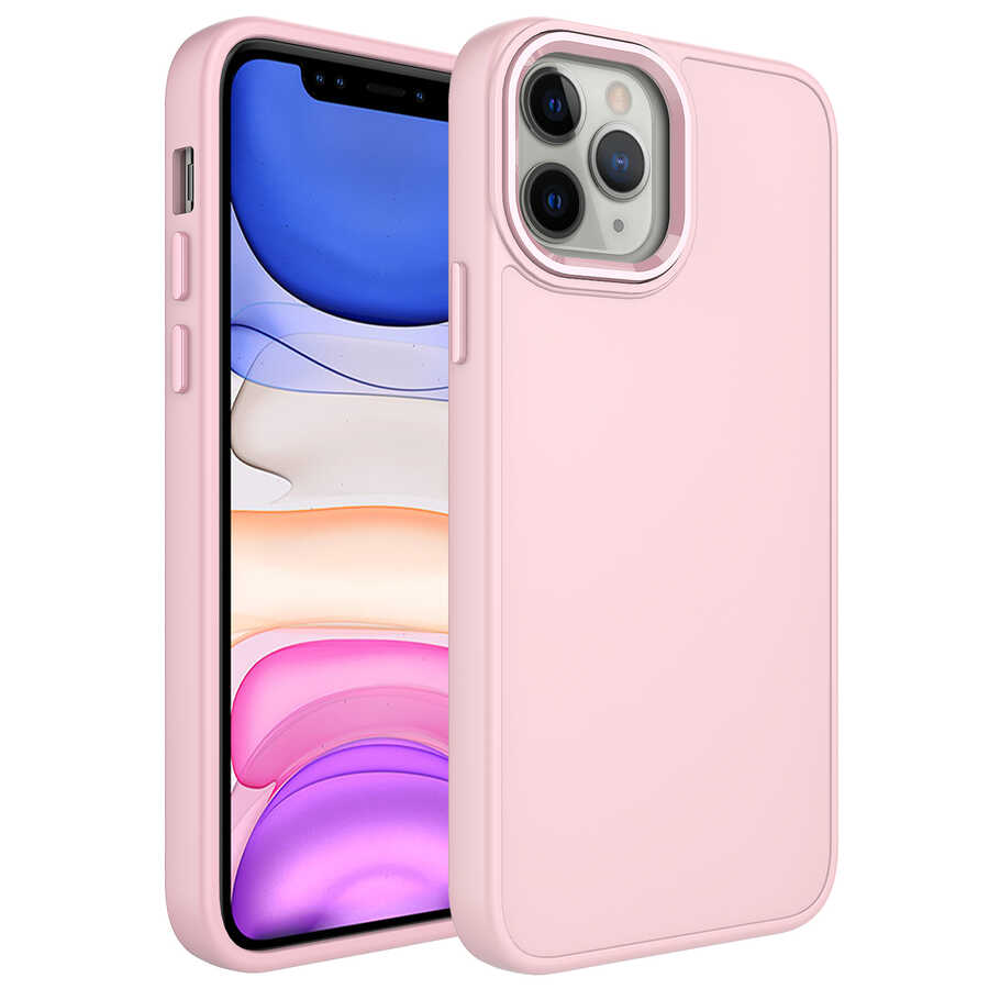 Apple%20iPhone%2012%20Pro%20Kılıf%20Metal%20Çerçeve%20ve%20Buton%20Tasarımlı%20Silikon%20Zore%20Luna%20Kapak-Pembe