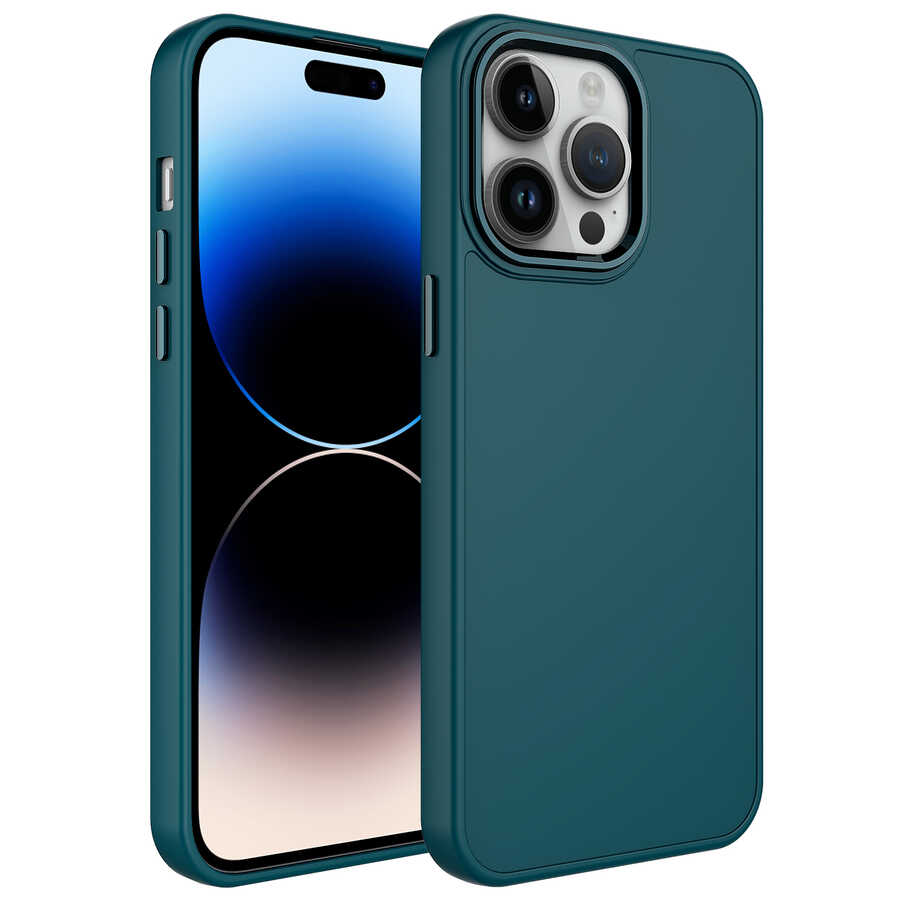 Apple%20iPhone%2013%20Pro%20Kılıf%20Metal%20Çerçeve%20ve%20Buton%20Tasarımlı%20Silikon%20Zore%20Luna%20Kapak-Koyu%20yeşil