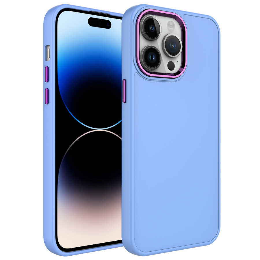 Apple%20iPhone%2014%20Pro%20Kılıf%20Metal%20Çerçeve%20ve%20Buton%20Tasarımlı%20Silikon%20Zore%20Luna%20Kapak-Lila