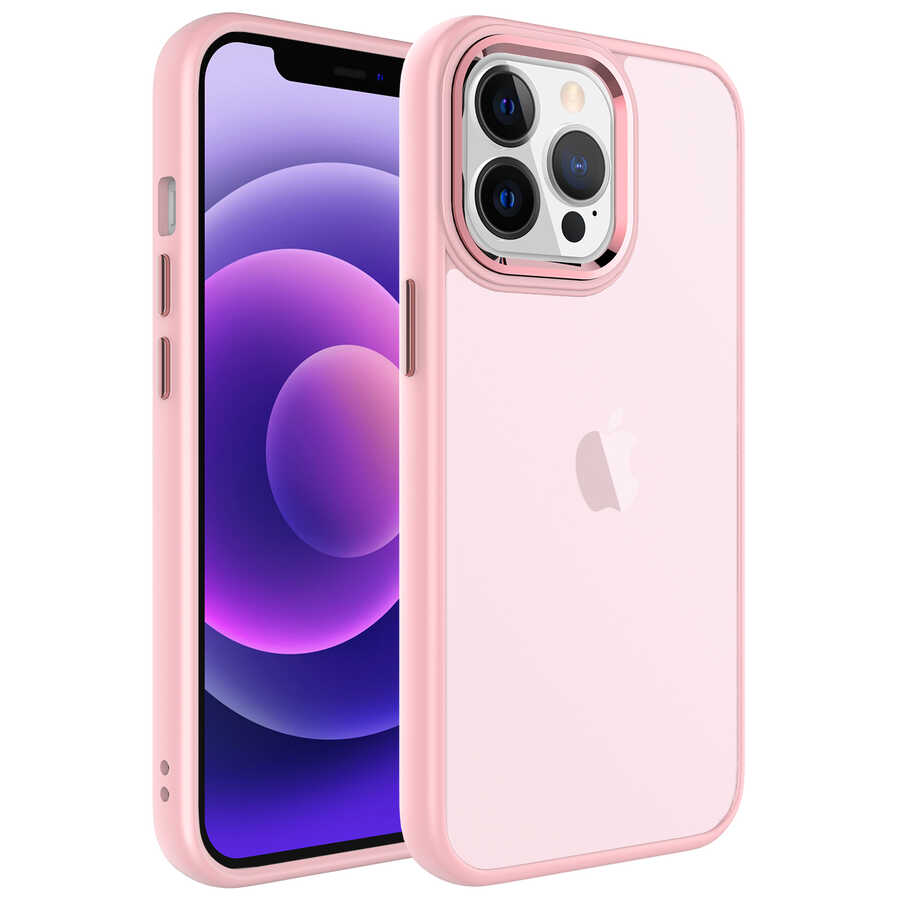 Apple%20iPhone%2013%20Pro%20Max%20Kılıf%20Buzlu%20Sert%20PC%20Zore%20May%20Kapak-Pembe%20açık