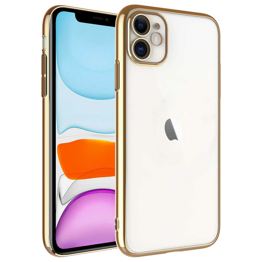 Apple%20iPhone%2011%20Kılıf%20Sert%20PC%20Renkli%20Çerçeveli%20Zore%20Riksos%20Silikon%20Kapak-Gold