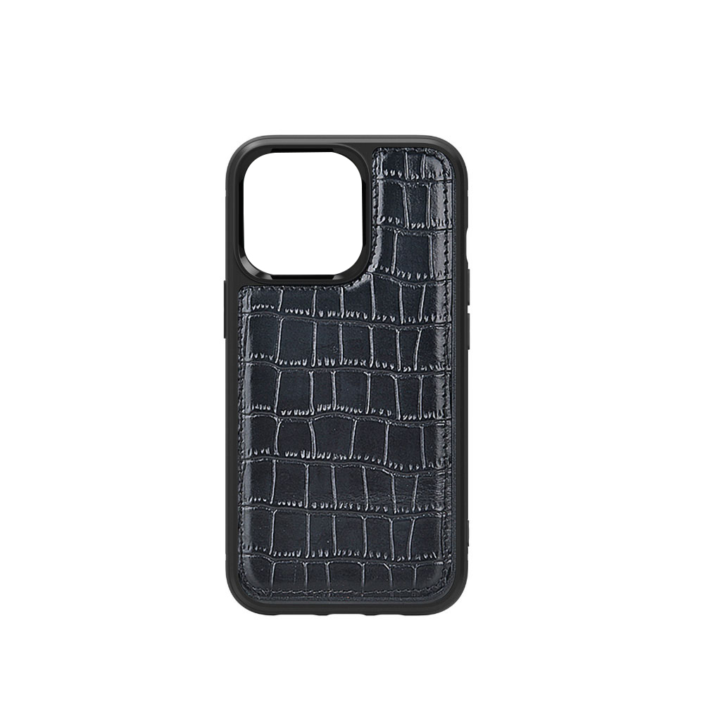 Apple%20iPhone%2013%20Kılıf%20Wiwu%20Croco%20Pattern%20Calfskin%20Orjinal%20Deri%20Kapak-Siyah