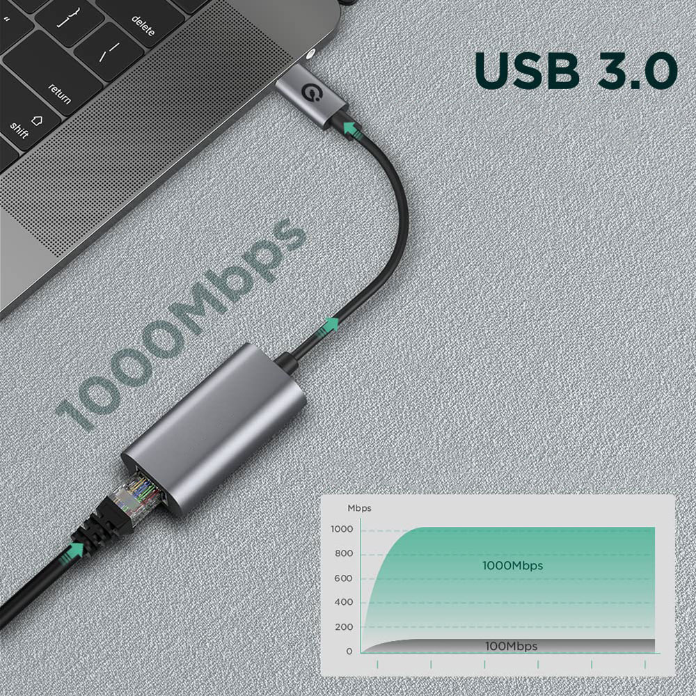 Qgeem%20QG03%20USB-A%20to%20RJ45%20USB3.0%20Ethernet%20Dönüştürücü%20Kablo%201000Mbps%2022cm