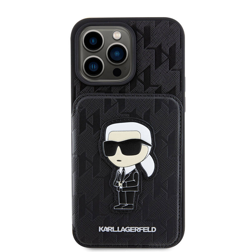 Apple%20iPhone%2015%20Pro%20Max%20Kılıf%20Karl%20Lagerfeld%20Standlı%20Kartlıklı%20Saffiano%20Monogram%20İkonik%20Metal%20Logo%20Orjinal%20Lisanslı%20Kapak