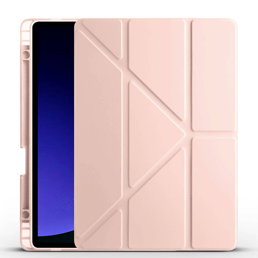 Galaxy%20Tab%20S9%20Kılıf%20Zore%20Tri%20Folding%20Kalem%20Bölmeli%20Standlı%20Kılıf-Rose%20gold