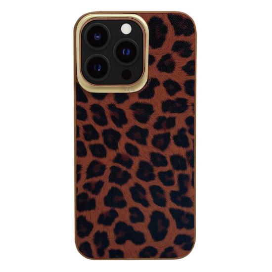 Apple iPhone 13 Pro Max Kılıf Kajsa Glamorous Serisi Leopard Combo Kapak