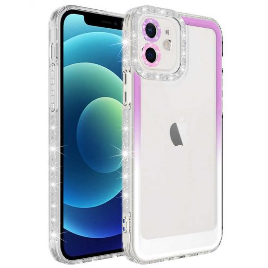 Apple iPhone 11 Kılıf Simli ve Renk Geçiş Tasarımlı Lens Korumalı Zore Park Kapak