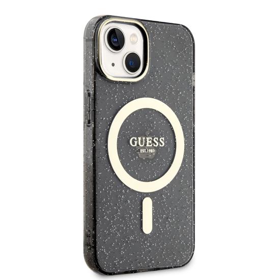 Apple iPhone 14 Kılıf GUESS Magsafe Şarj Özellikli Glitter Kapak