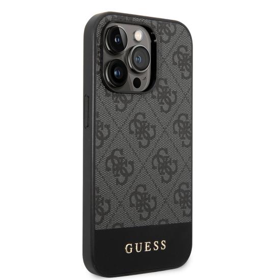 Apple iPhone 14 Pro Kılıf GUESS PU Deri Şerit Logo Dizaynlı Kapak