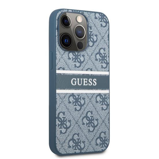 Apple iPhone 14 Pro Kılıf GUESS PU Deri Çizgili Logo Dizaynlı Kapak