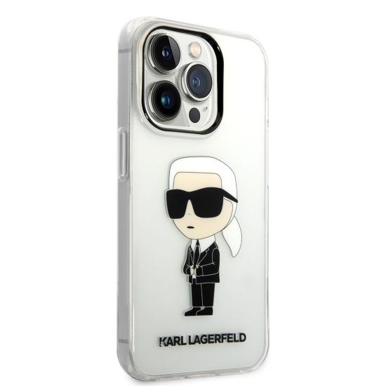 Apple iPhone 14 Pro Kılıf Karl Lagerfeld Transparan İkonik Karl Dizayn Kapak